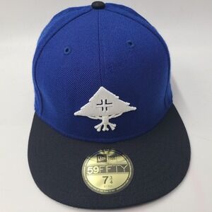 LRG Hat Fitted 7 3/4 New Era 59Fifty Blue Black Wool Skate Skateboard Tree Men